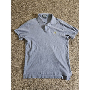Vintage Polo Ralph Lauren Polo Shirt Mens Medium Blue Custom Fit Yellow Pony